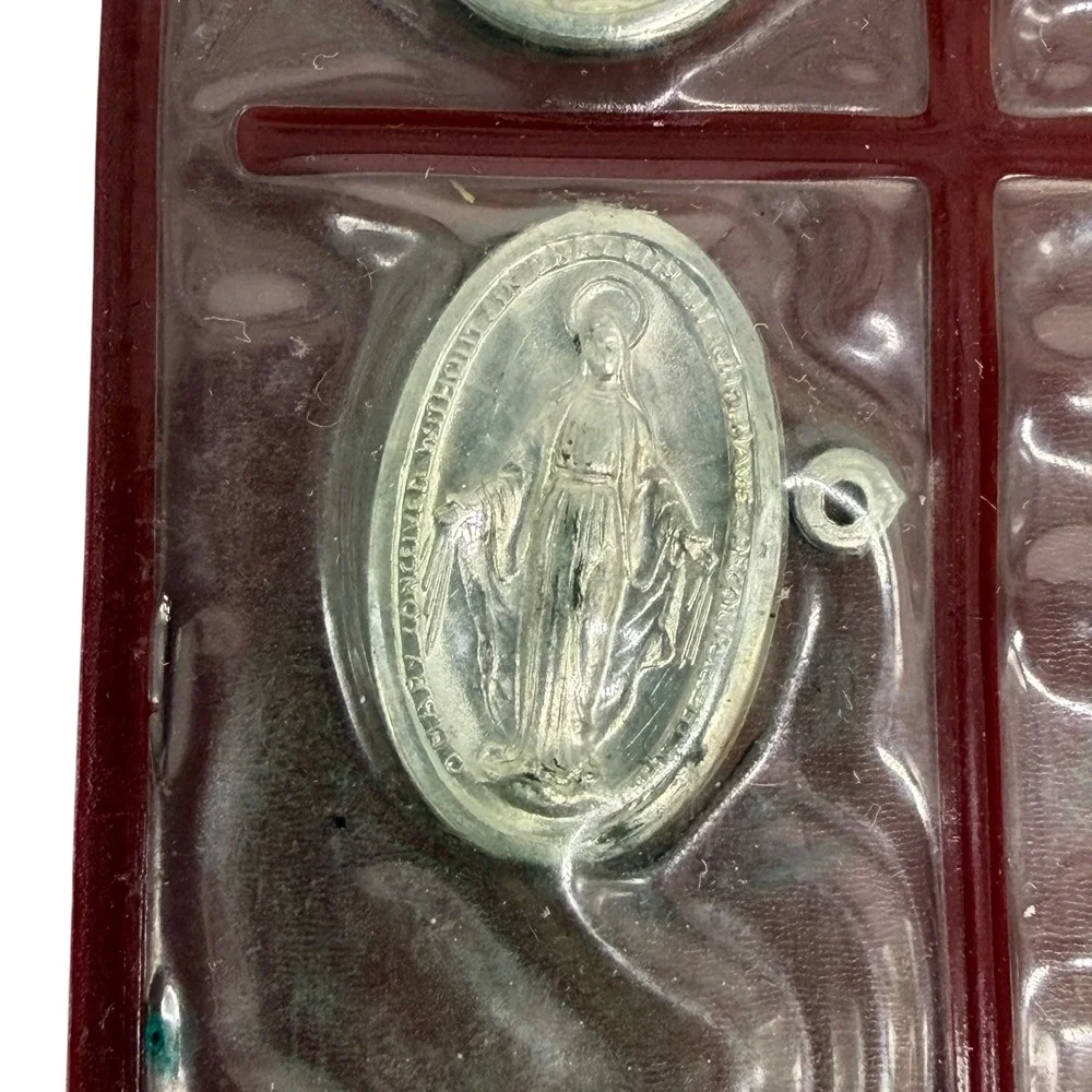 Vintage Catholic Religious Medals Set Miraculous St Christopher Crucifix Charms - Picture 5 of 7